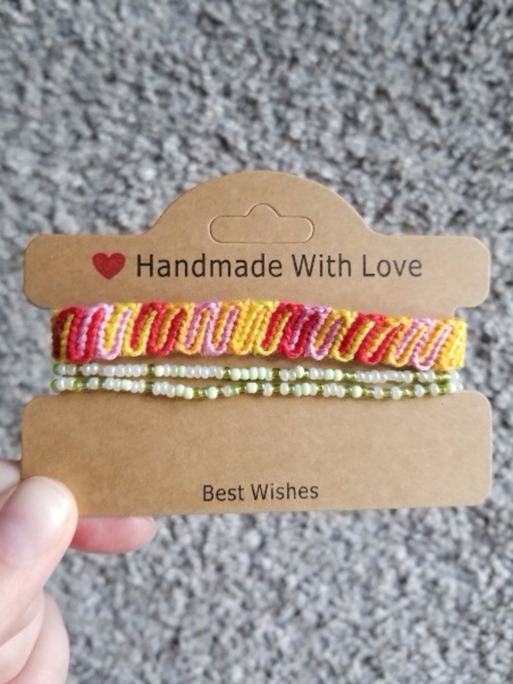 Yellow & Pink Woven Bracelet Set